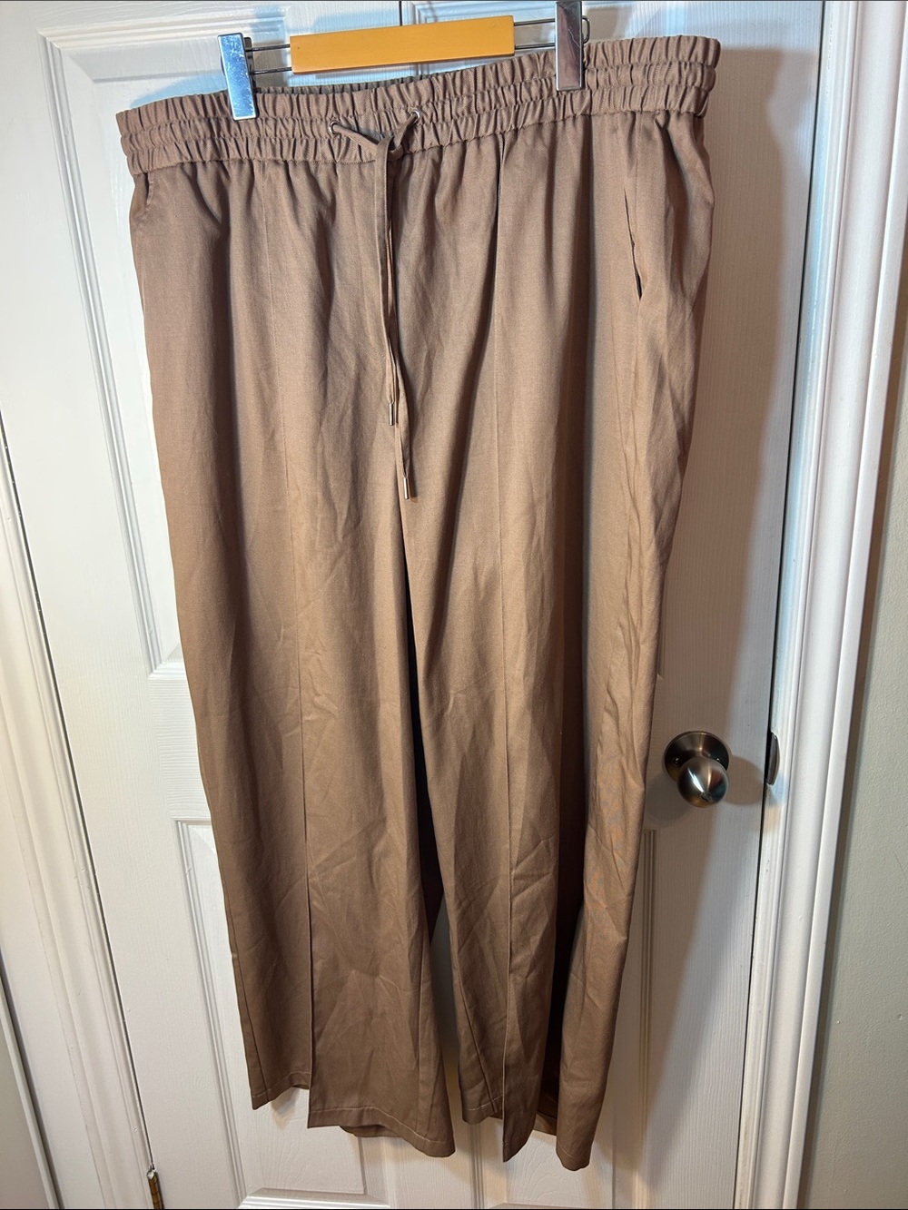 Penningtons Tan Elastic-Waist Drawstring Chinos wide leg size 1X